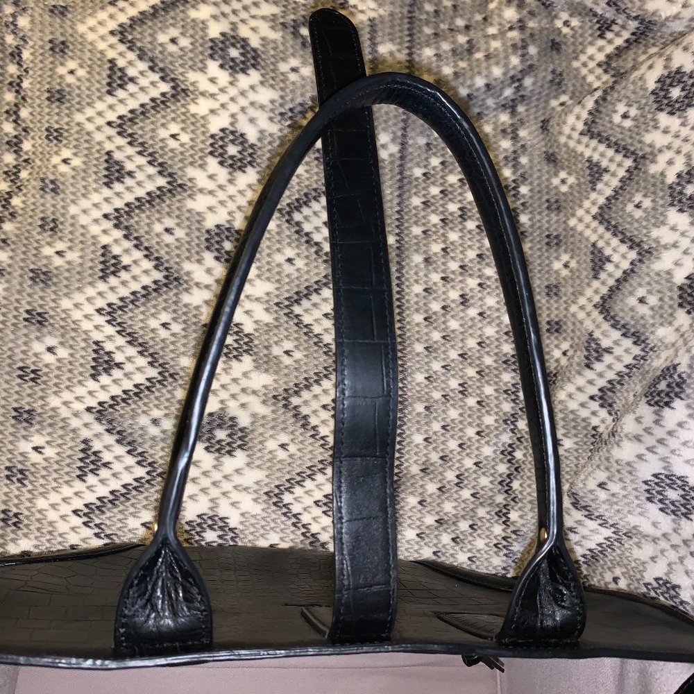 Foley & Corinna Black Croc Leather Shopper Tote - Picture 13 of 16